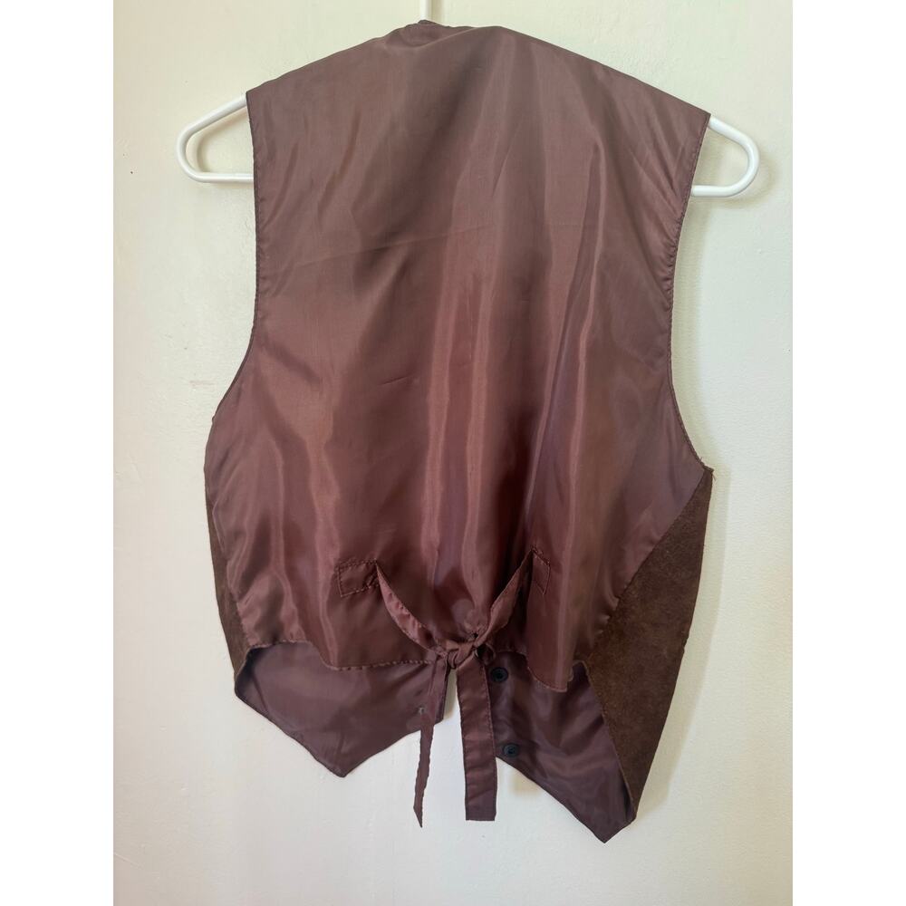 Vintage Learsi Brown Genuine Leather Western Vest Boho Ren Faire M - Picture 6 of 8